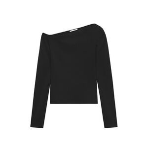 Zara Black Asymmetric Off-Shoulder Long Sleeve Top